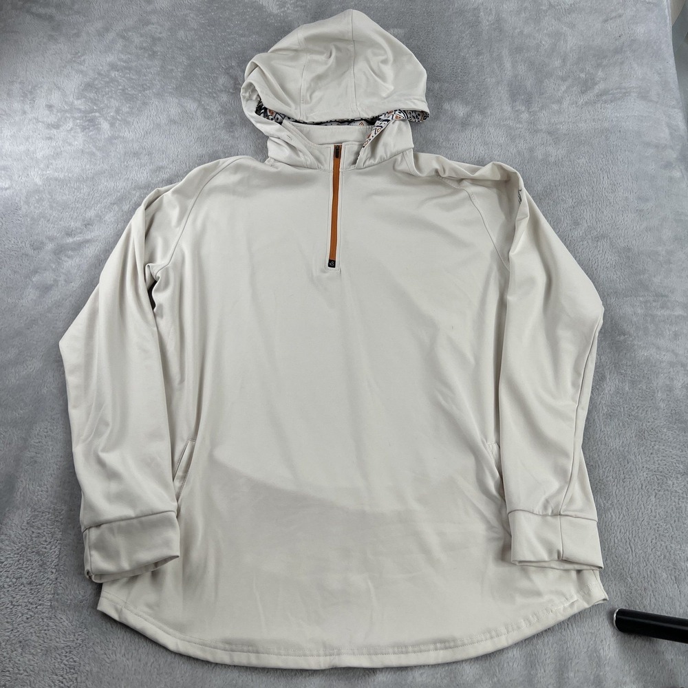 Swannies Performance Quarter Zip Hoodie XL Cream Golf Pullover Eagle Springs CC